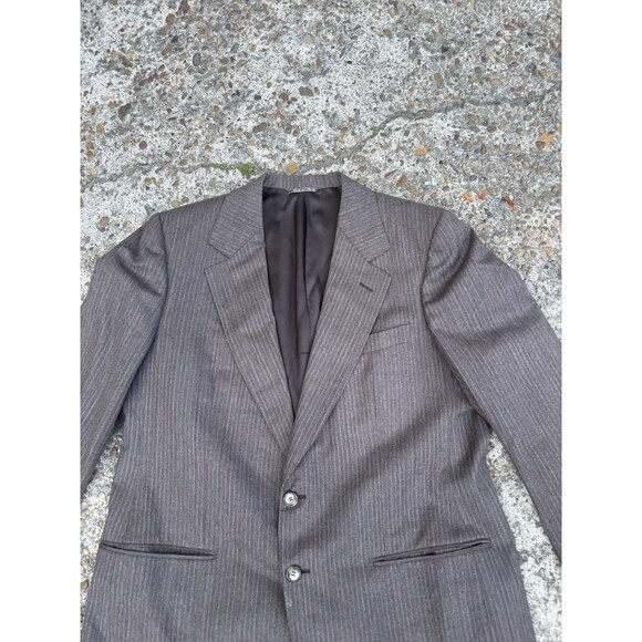 VTG 44 Ermenegildo Zegna Brown Wool Flannel Chalk Stripe Made In Italy 2 Piece - Picture 3 of 16
